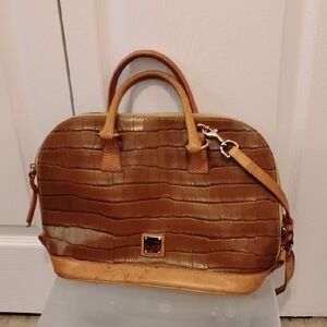Dooney & Bourke Tan Croc-Embossed Satchel